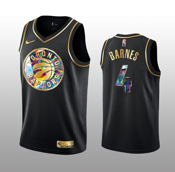 Youth Toronto Raptors #4 Scottie Barnes 2021/22 Black Golden Edition 75th Anniversary Diamond Logo Stitched Basketball Jersey